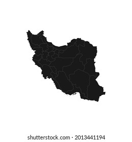 Iran soft black map with white detail isolated white background, eps 10