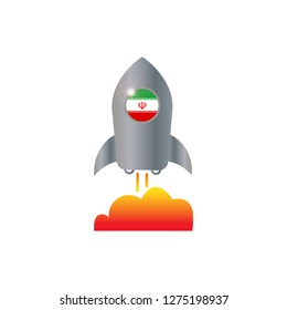 Iran and spaceship icon vector design illustration.
