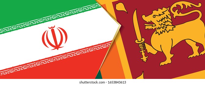 Irán y Sri Lanka banderas, dos vectoriales símbolo de relación o confrontación.