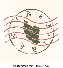 Iran Stamp Postal. Map Silhouette Seal. Passport Round Design. Vector Icon. Design Retro Travel.