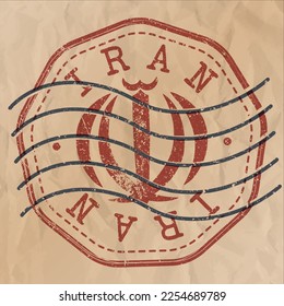 Iran Stamp Travel Passport. Design Retro Symbol Country. Old Vintage Postmark.