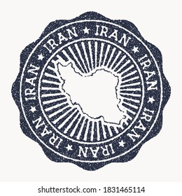 Timbre de l'Iran. Timbre en caoutchouc de voyage avec le nom et la carte du pays, illustration vectorielle. Peut être utilisé comme insigne, logotype, étiquette, autocollant ou badge de l'Iran.