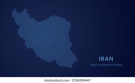 O Irã estilizou o mapa pontilhado no moderno conceito circular de visualização de tecnologia de dados.