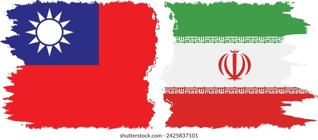 Iran and Taiwan grunge flags connection, vector