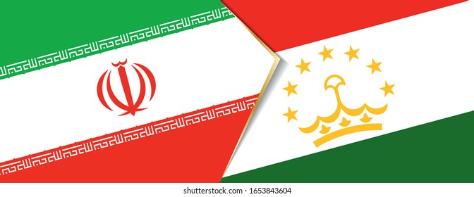 Iran and Tajikistan flags, two vector flags symbol of relationship or confrontation.