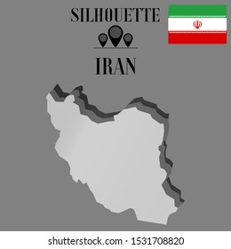 Iran, Tehran outline world map silhouette vector illustration, creative design background, national country flag, design element, symbols from countries all continents set. 