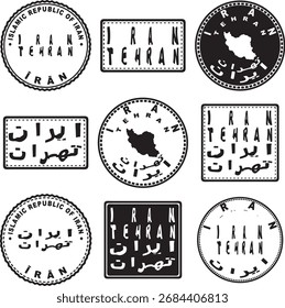 Irã Teerã Mapa do selo redondo