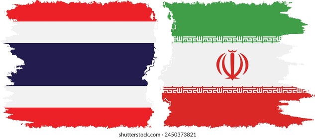 Iran and Thailand grunge flags connection, vector