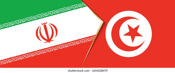 Banderas de Irán y Túnez, dos banderas vectoriales símbolo de relación o confrontación.