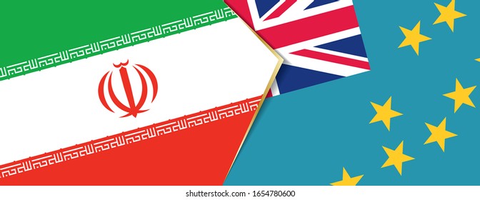 Iran and Tuvalu flags, two vector flags symbol of relationship or confrontation.