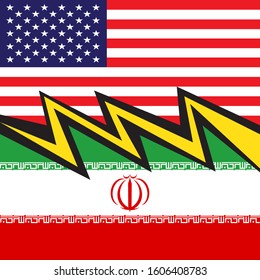 Iran and United States war banner, Fight background, Business war.