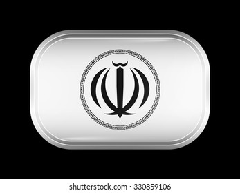 Iran Variant Emblems. Rectangular Shape with Rounded Corners. This Flag is One of a Series of Glass Buttons