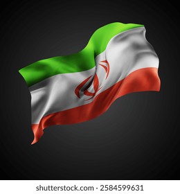 Iran, vector 3d flag with waves on a black background