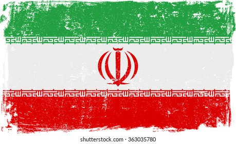 Iran vector grunge flag isolated on white background.