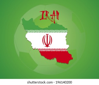 IRAN vector illustration, map with soccer ball