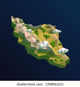 Iran Vector Low Poly 3D Cartoon Map