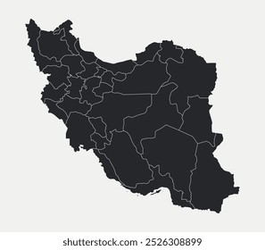 Iran vector map set isolated white background, Iran outline map, Iran silhouette map vector, map of Iran black 