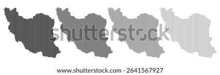 Iran vertical line shape map vector illustration. Persia line shape dotted map 