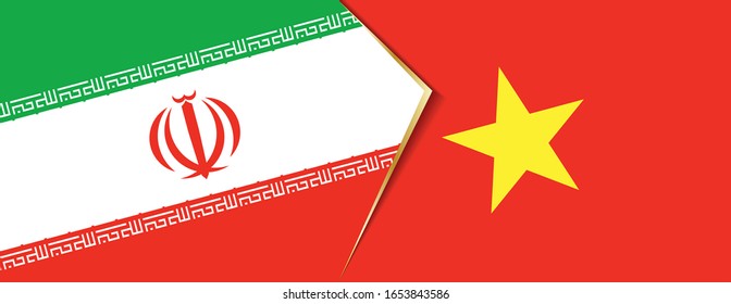 Iran and Vietnam flags, two vector flags symbol of relationship or confrontation.