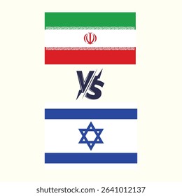 Iran vs Israel Conflict – Political Tension, Flags Confrontation, Middle East Crisis, Military Threats, Diplomatic Dispute, Geopolitical Rivalry, Editorial Illustration