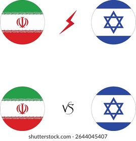 Iran vs Israel diplomacy, or conflict between two countries vector illustration. Iran versus Israel clash. Iran vs Israel economic war.