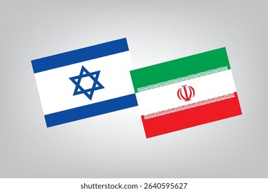 Iran Vs Israel On going Conflict Representation with Both Country Flags and Crack in Center. Modern Political and war concept backdrop