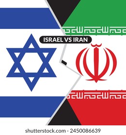 Krieg Iran gegen Israel. Israel gegen Iran Begriffsflaggen. Iran und Israel: politischer Konflikt, Wirtschaft, Kriegskrise, Beziehung, Handelskonzept. In: Muslims vs Jews War.