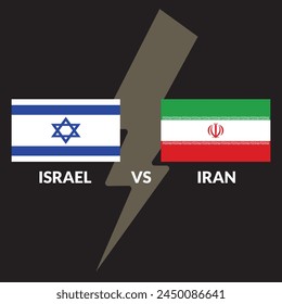 Krieg Iran gegen Israel. Israel gegen Iran Begriffsflaggen. Iran und Israel: politischer Konflikt, Wirtschaft, Kriegskrise, Beziehung, Handelskonzept. In: Muslims vs Jews War.