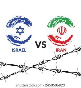  Iran vs Israel war. Israel vs Iran concept flags. Iran and Israel political conflict, economy, war crisis, relationship, trade concept. Muslims vs Jews war.