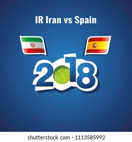Iran vs Spain flags soccer blue background