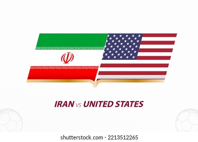 Iran vs United States in Football Competition, Group A. Versus icon on Football background. Sport vector icon.