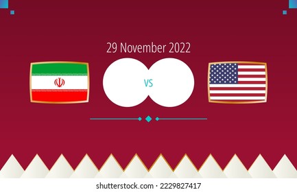 Iran vs United States football match, international soccer competition 2022. Versus icon.