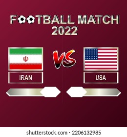 Iran vs USA football competition 2022 template background vector for schedule, result match