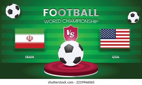 Iran Vs USA Football World Championship Match Vector illustration