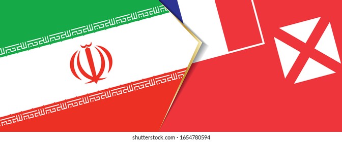 Banderas de Irán y Wallis y Futuna, dos banderas vectoriales símbolo de relación o confrontación.