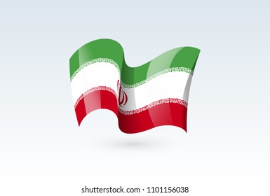 Iran waving flag vector icon, national symbol. Flag of Iran, fluttered in the wind - vector illustration isolated on white background.