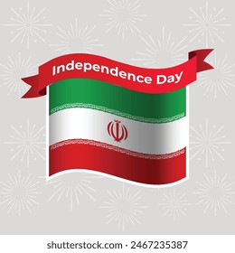 Iran Wavy Flag Independence Day Banner Background