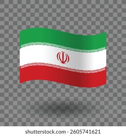 Iran wavy flag vector isolated on transparent background. Flag of Iran symbol icon