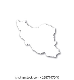 Iran - white 3D silhouette map of country area with dropped shadow on white background. Simple flat vector illustration.