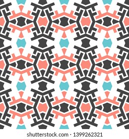 Iranian color mix vector pattern. Seamless geometric repeating texture for fabric design, cloth, textile.