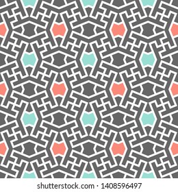 Patrón de Vector de mezcla de color iraní. Textura de repetición geométrica sin costuras para el diseño de la tela, tela, materia textil.