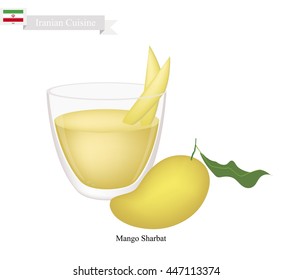 Iranian Cuisine, Mango Sharbat or Traditional Drink Made From Mango and Aromatic Syrup. One of The Most Popular Drink in Iran.