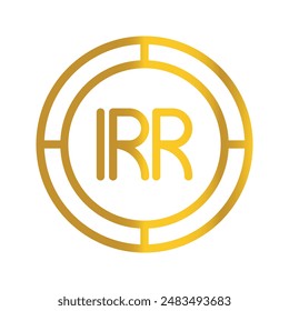 Iranian currency rial golden coin, can be used as a design symbol for money, finance and business. with a gradient fill design.