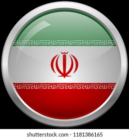 Iranian flag glass button vector illustration