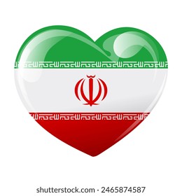 Bandera iraní en forma de corazón. Día de la Independencia de Irán. Anuncio, póster, ilustración 3d. Vector