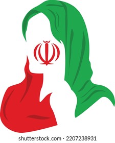 Iranian flag woman silhouette symbol