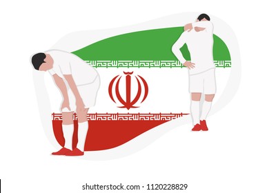 Iranian football team player defeat 2018 championship vector illustration soccer Iran