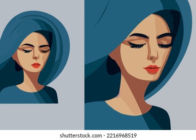 Iranian Girl Wearing A Blue Hijab With Closed Eyes