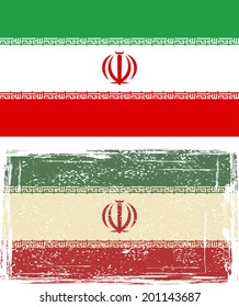 Iranian grunge flag. Vector illustration. Grunge effect can be cleaned easily.