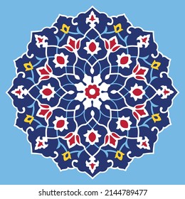 Iranian Islamic Geometric Ornament Round Pattern Vector